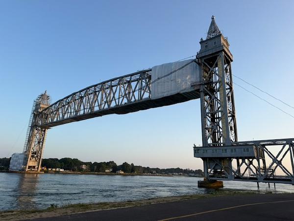 The train bridge in its raised position