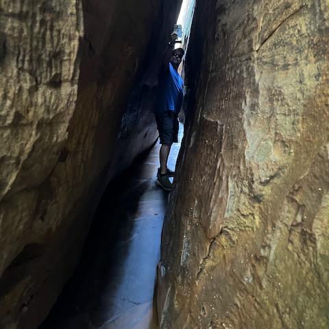 Steve fits through Fat Man’s Squeeze!