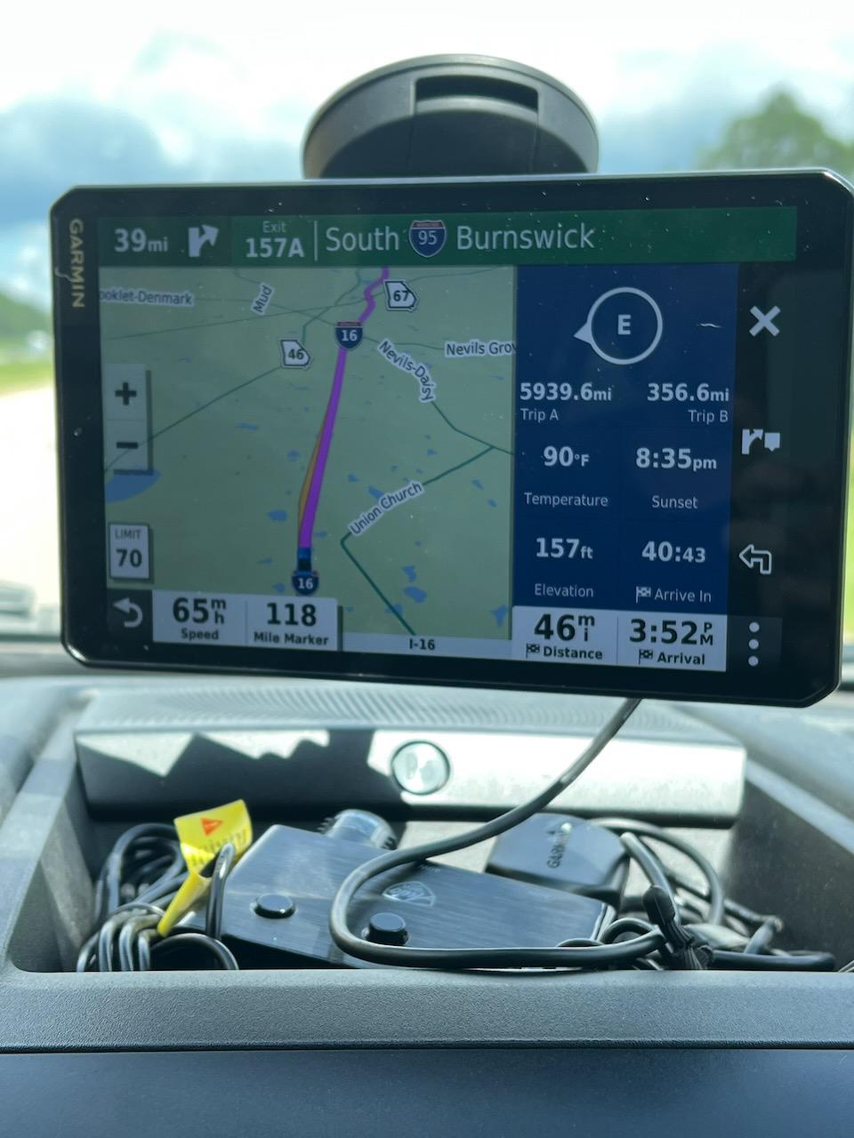 Garmin RV GPS navigation display